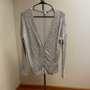 American Eagle Outfitters Heather Gray Button-Up Cardigan